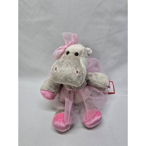Douglas cuddle toys plush Lulu Gray Hippo ballerina 9" Plush- FACTORY ERROR ARM - Picture 1 of 15